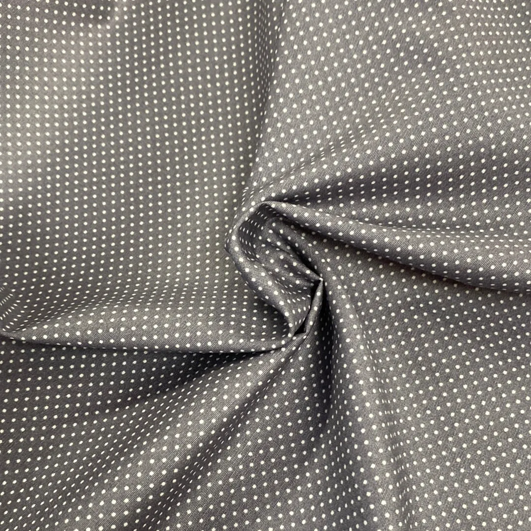 100% Cotton  - Micro Dot - Grey/White - £6.50 Per Metre -  Sold by Half Metre