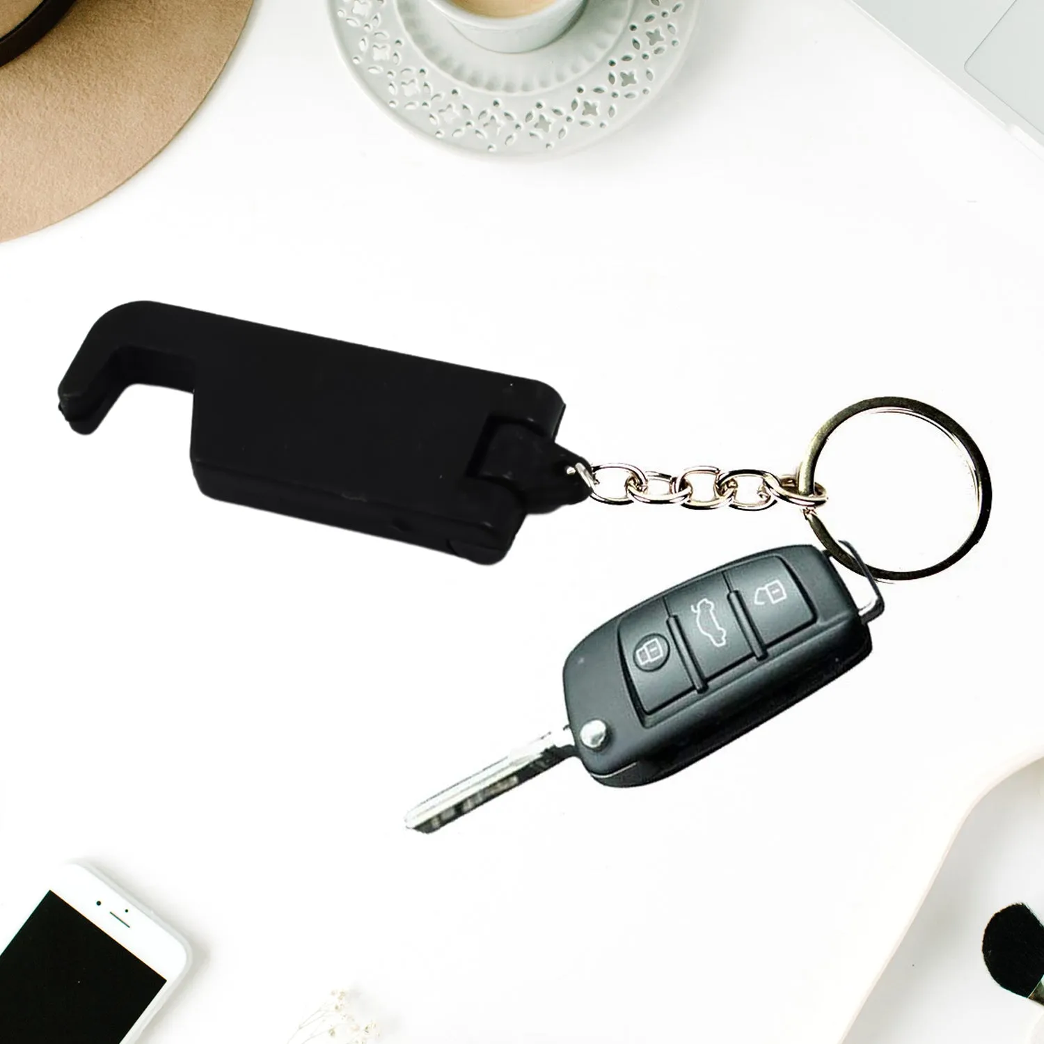 2-in-1 Plastic Keychain with Mobile Stand (1 Pc, Multicolor)