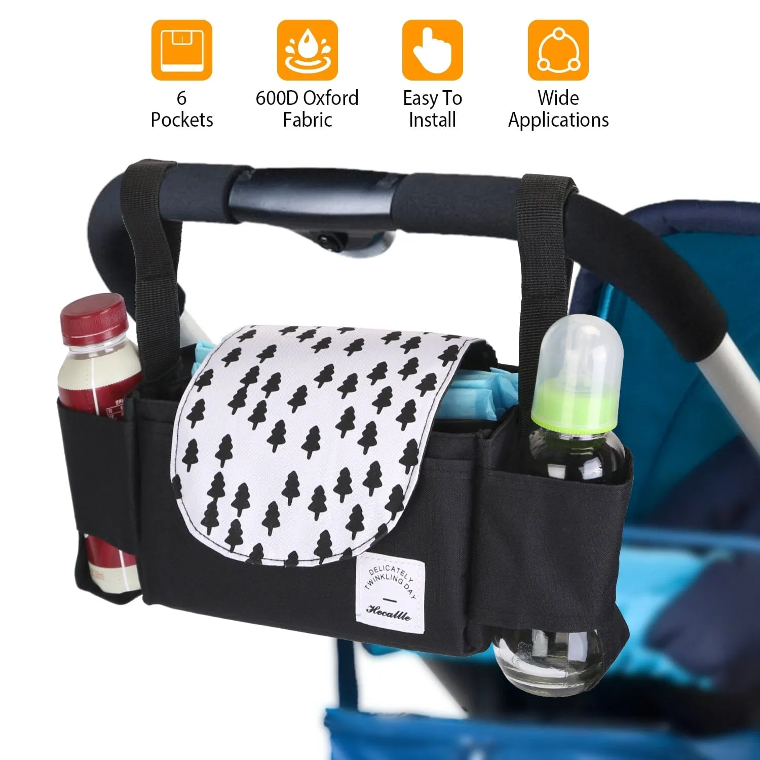 6-Pockets Baby Trolley Bag with Cup Holder