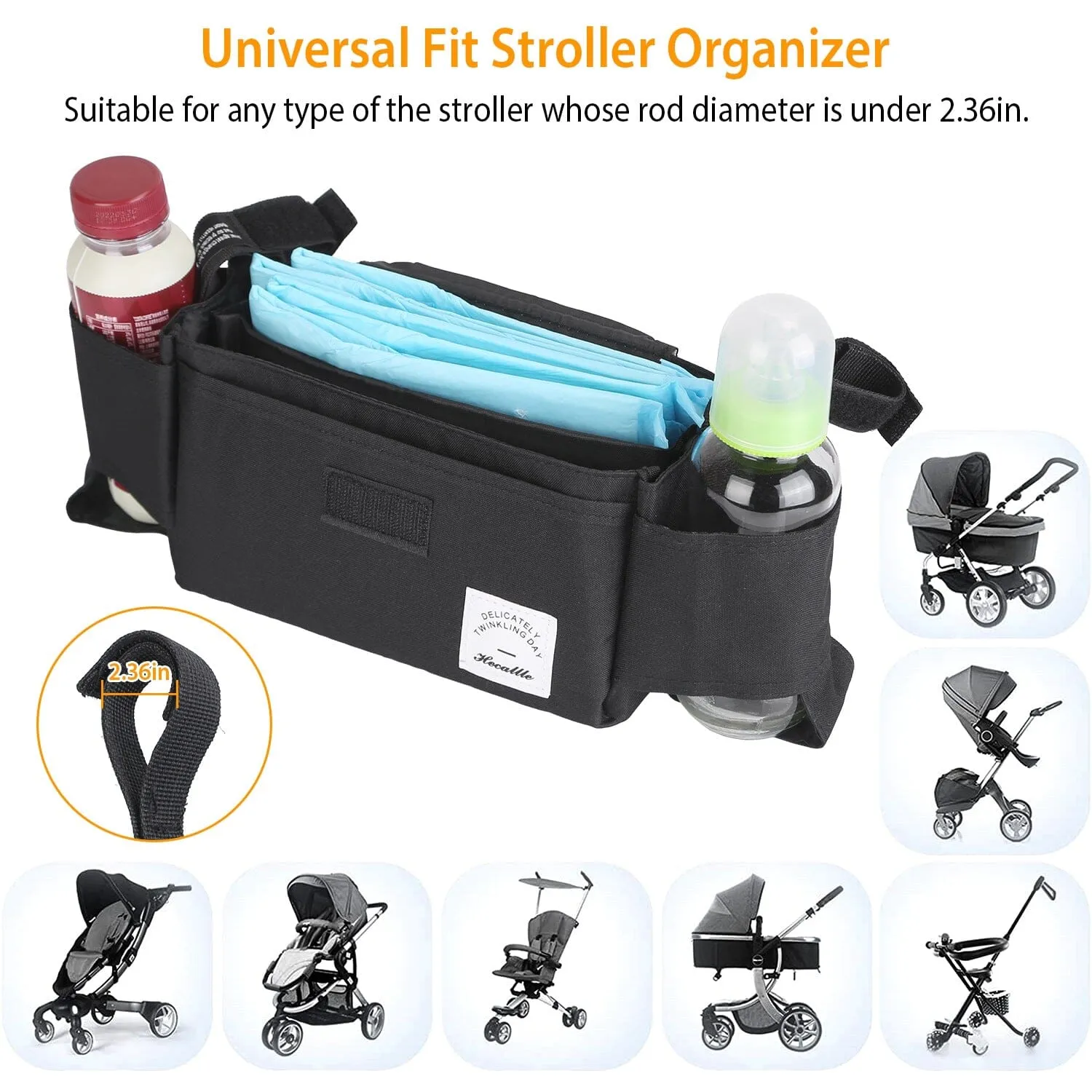 6-Pockets Baby Trolley Bag with Cup Holder