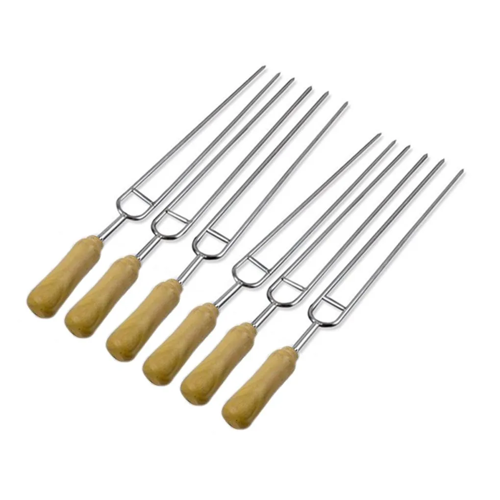 6pcs U-Shaped Wooden Handle BBQ Skewers