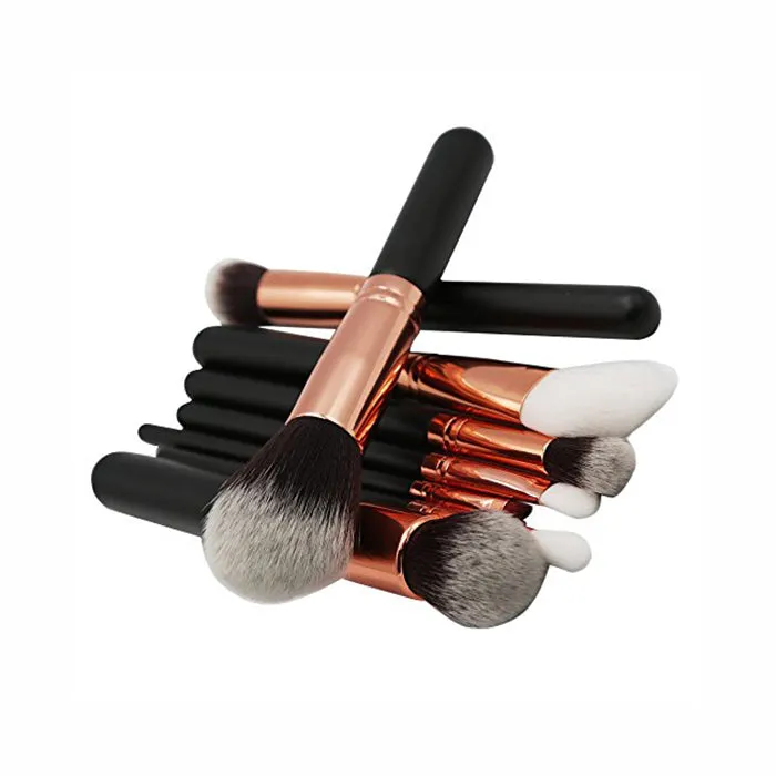 8 Pieces Professional Makeup Brushes, Blusher, Eye Shadow Brushes Set with Zipper Bag - Black