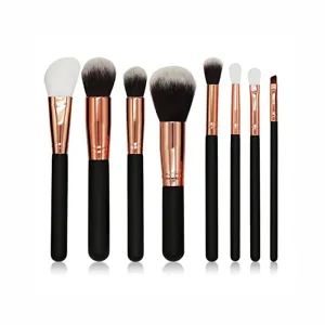 8 Pieces Professional Makeup Brushes, Blusher, Eye Shadow Brushes Set with Zipper Bag - Black