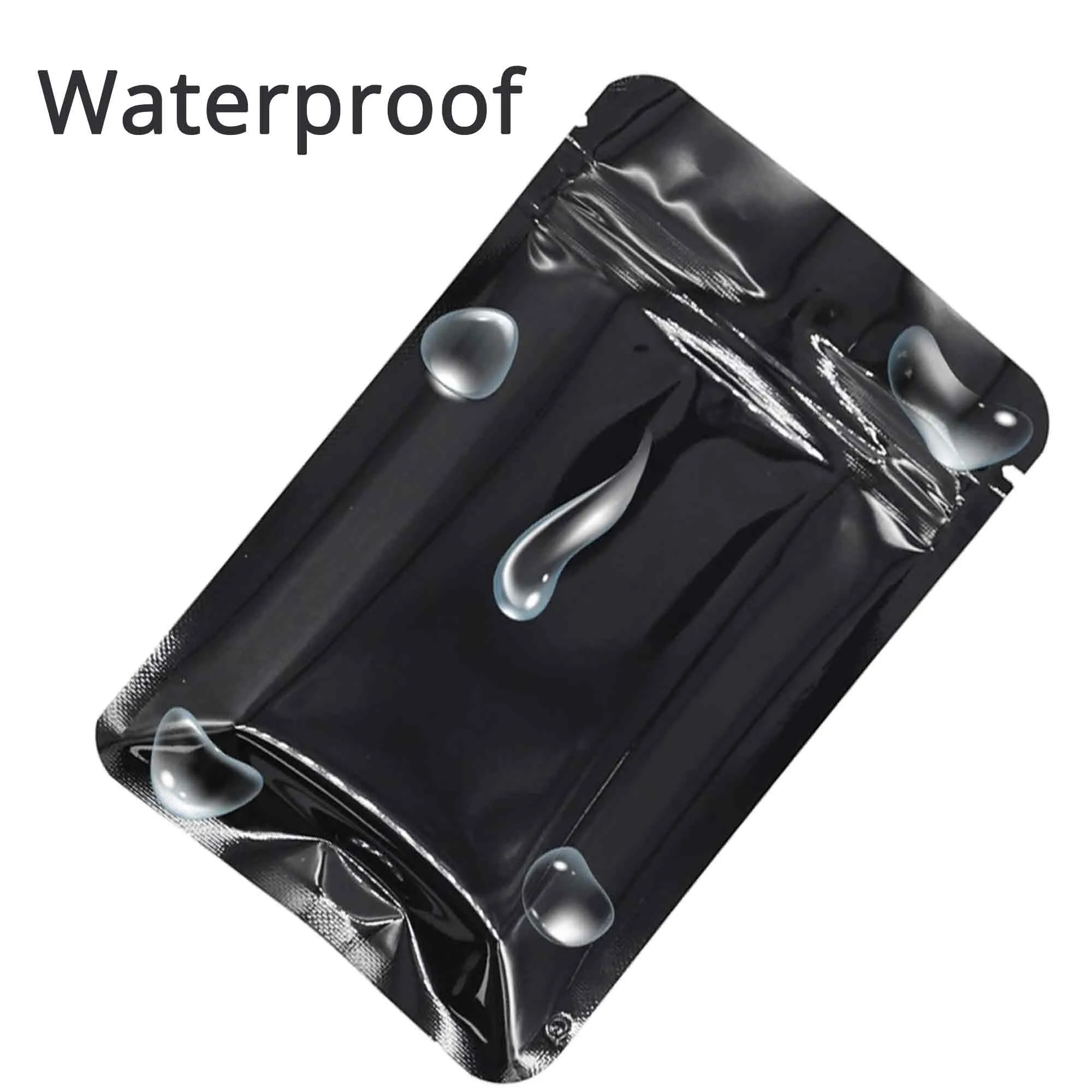8.5x13cm 10x15cm Glossy Black Flat Bottom Heat Seal Smell Proof Small Mylar Bags Aluminum Foil Food Snack Coffee Bean Zipper Lock Pouches