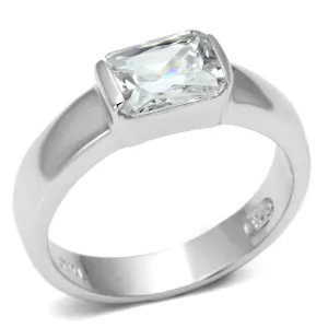 925 Sterling Silver Ring with AAA Grade CZ in Clear for Women Style LOS588