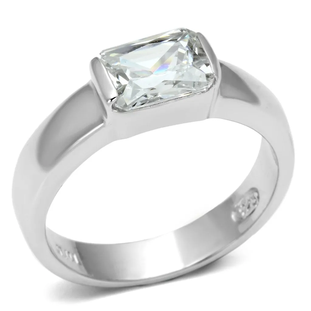925 Sterling Silver Ring with AAA Grade CZ in Clear for Women Style LOS588