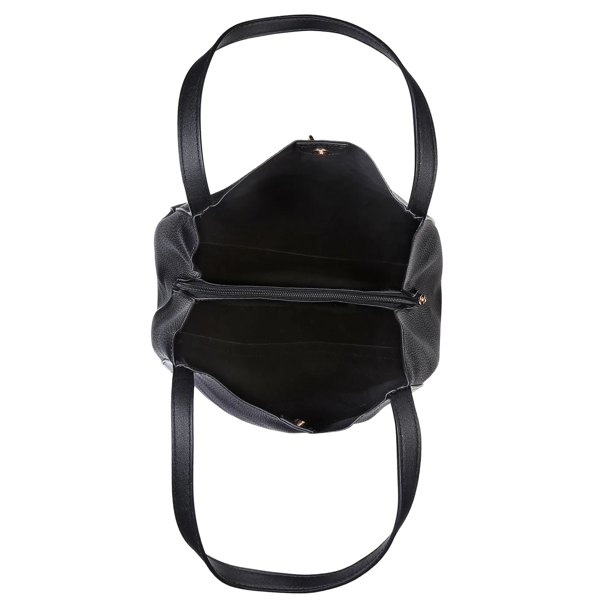 Accessorize London Women's Faux Leather Black Padlock Shoulder Bag