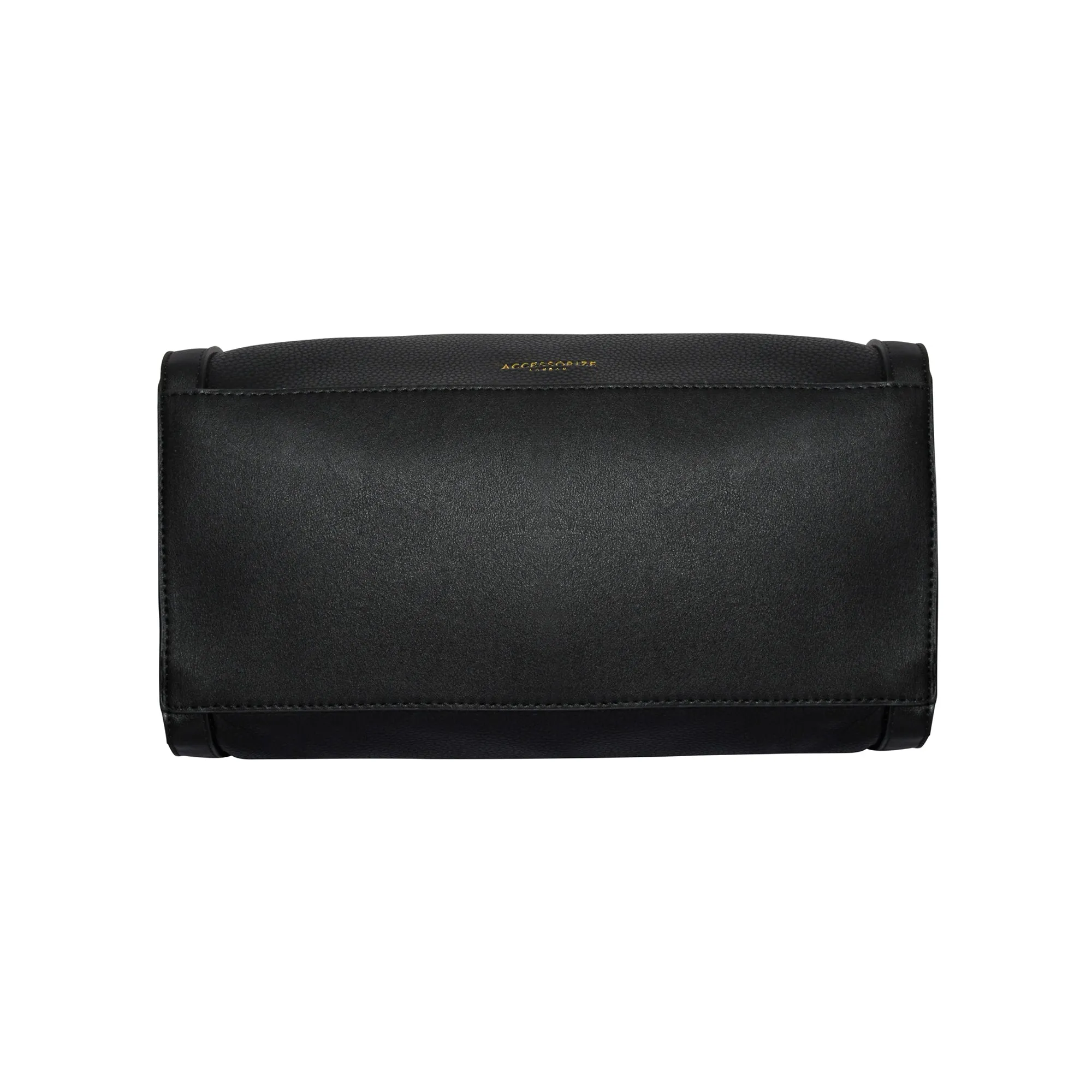 Accessorize London Women's Faux Leather Black Padlock Shoulder Bag