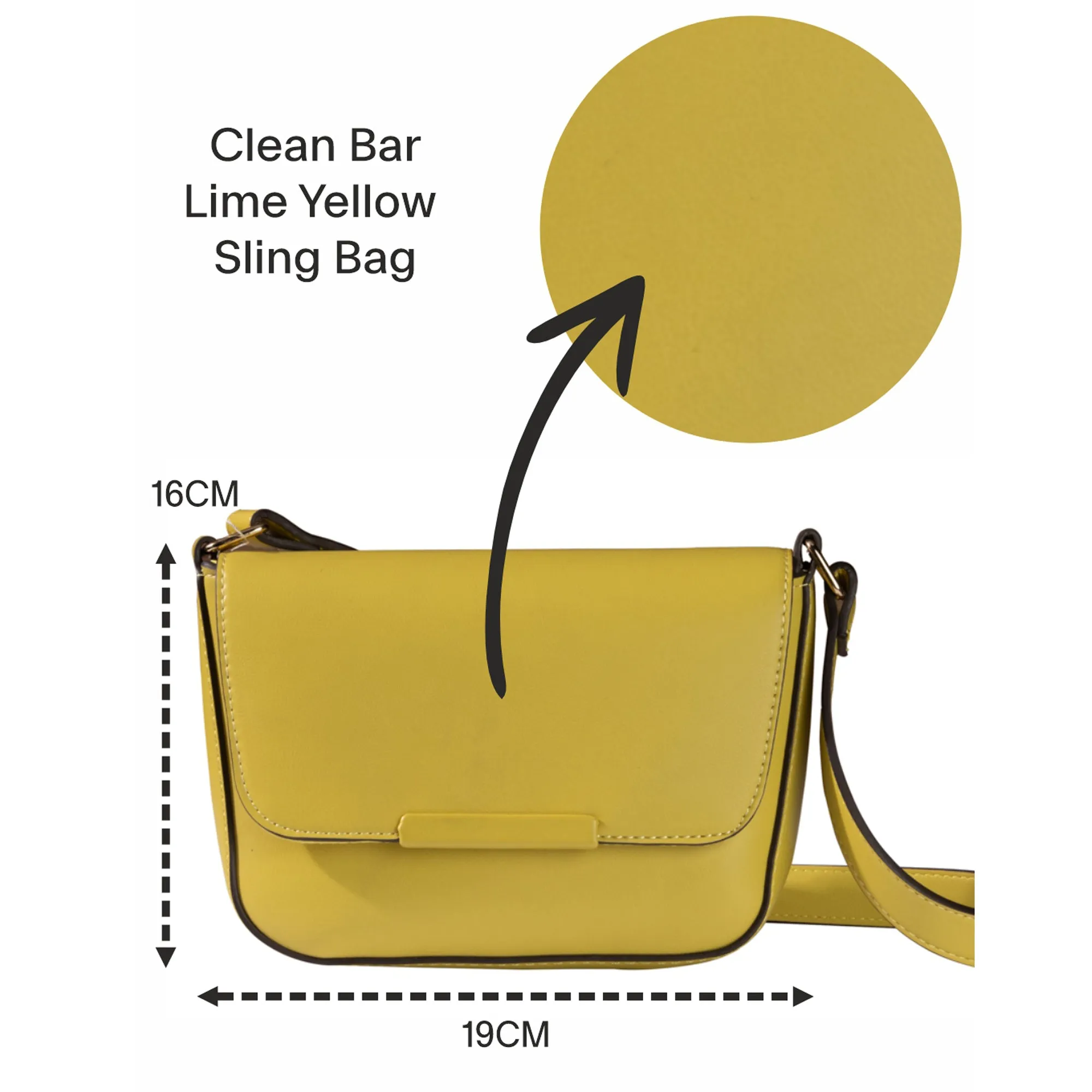 Accessorize London Women's Lime Yellow Clean Bar Sling Bag