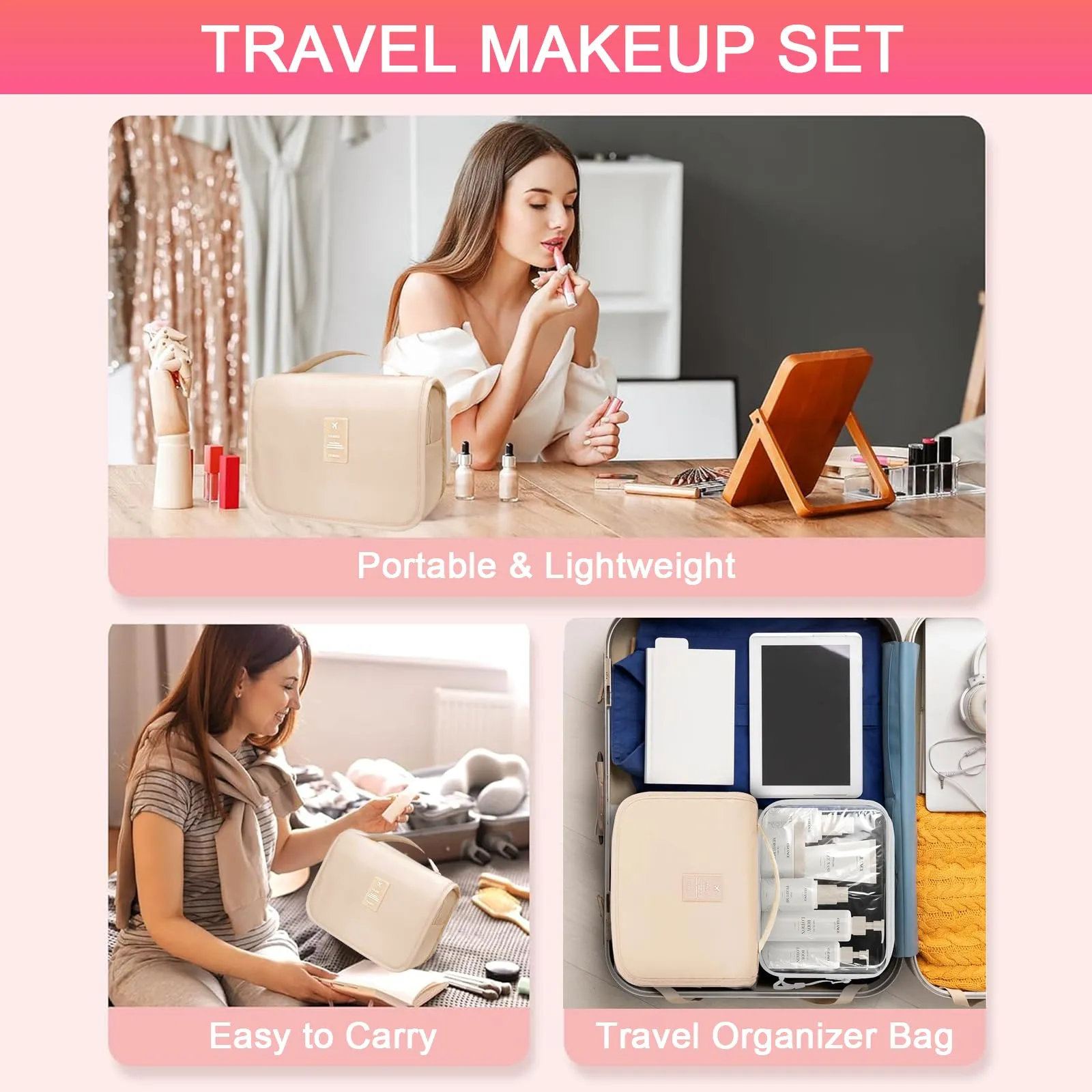All in One Makeup Kit for Women Full Kit, Professional Travel Makeup Kit for Women & Teens, Foundation Eyeshadow Lipstick Brow Pencil Eyeliner Contour Powder, Complete Make Up Gift Set for Beginners