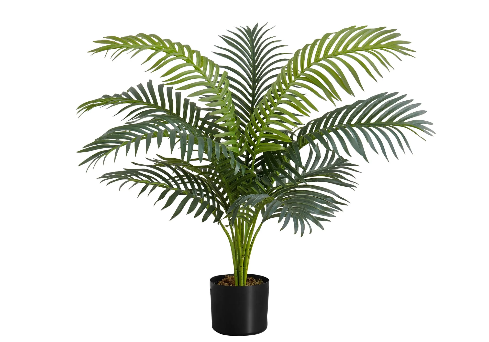 Artificial Plant, 34" Tall, Palm Tree, Indoor, Faux, Fake, Floor, Greenery, Potted, Real Touch, Decorative, Green Leaves, Black Pot
