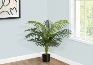 Artificial Plant, 34" Tall, Palm Tree, Indoor, Faux, Fake, Floor, Greenery, Potted, Real Touch, Decorative, Green Leaves, Black Pot