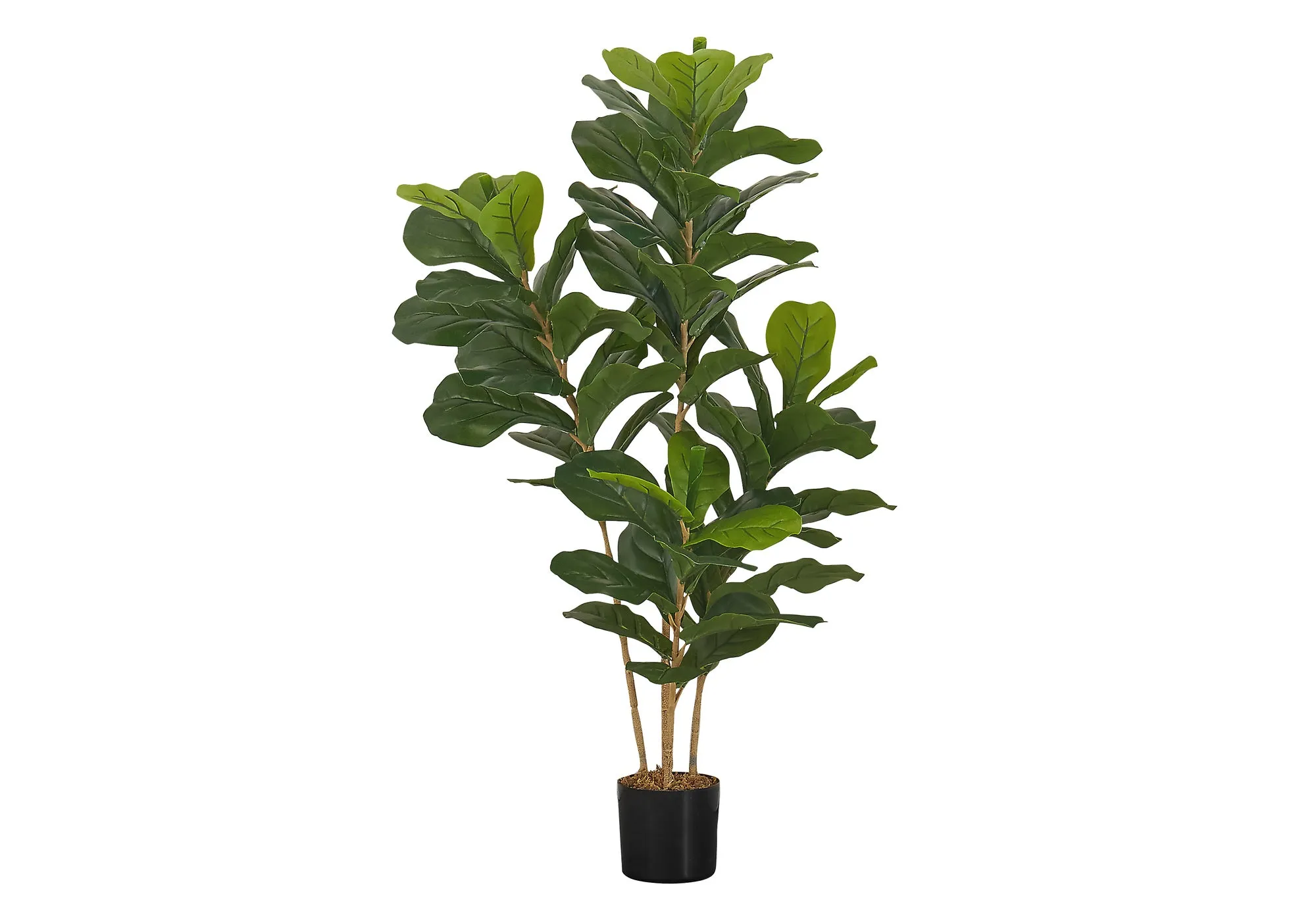 Artificial Plant, 41" Tall, Fiddle Tree, Indoor, Faux, Fake, Floor, Greenery, Potted, Real Touch, Decorative, Green Leaves, Black Pot