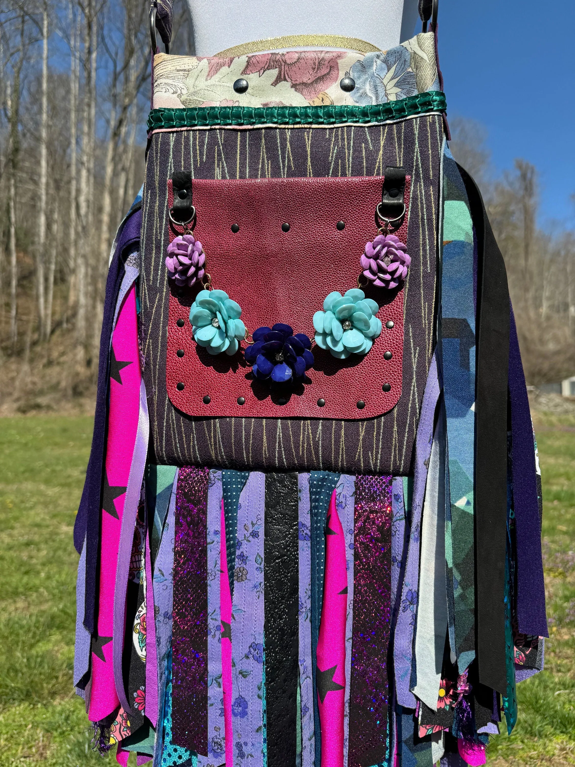 Artisan-Made Leather and Jewelry Embellished Bohemian Purse - Stand Out Style!