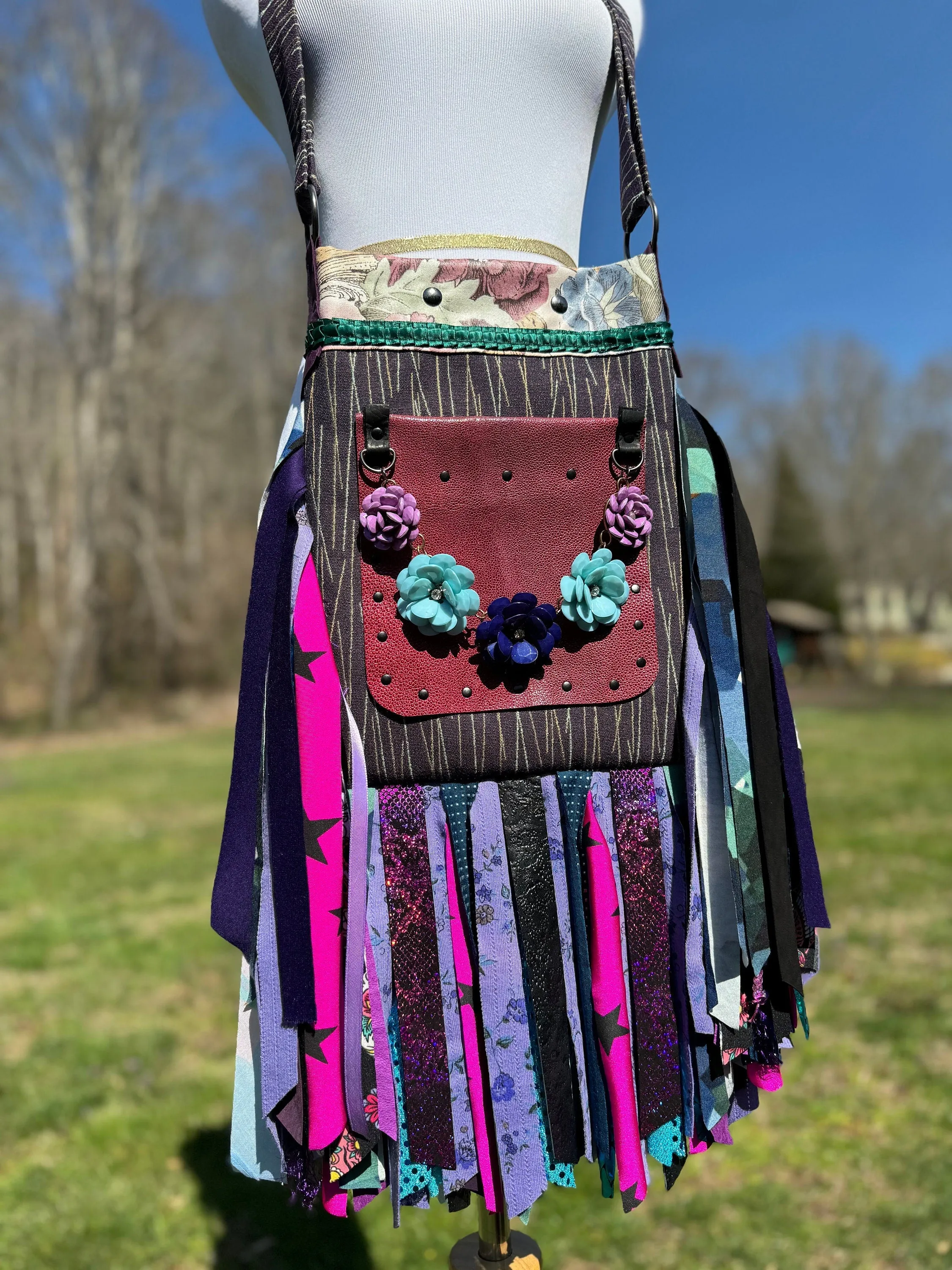 Artisan-Made Leather and Jewelry Embellished Bohemian Purse - Stand Out Style!