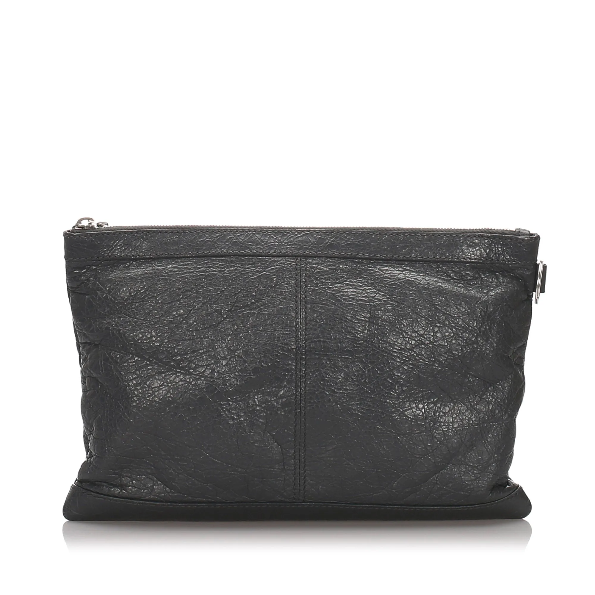 Balenciaga Grey Clip Moto Medium Agneau Clutch Bag