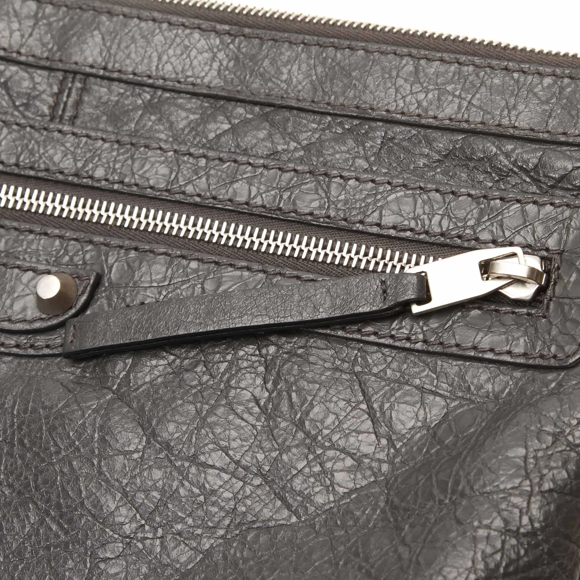 Balenciaga Grey Clip Moto Medium Agneau Clutch Bag