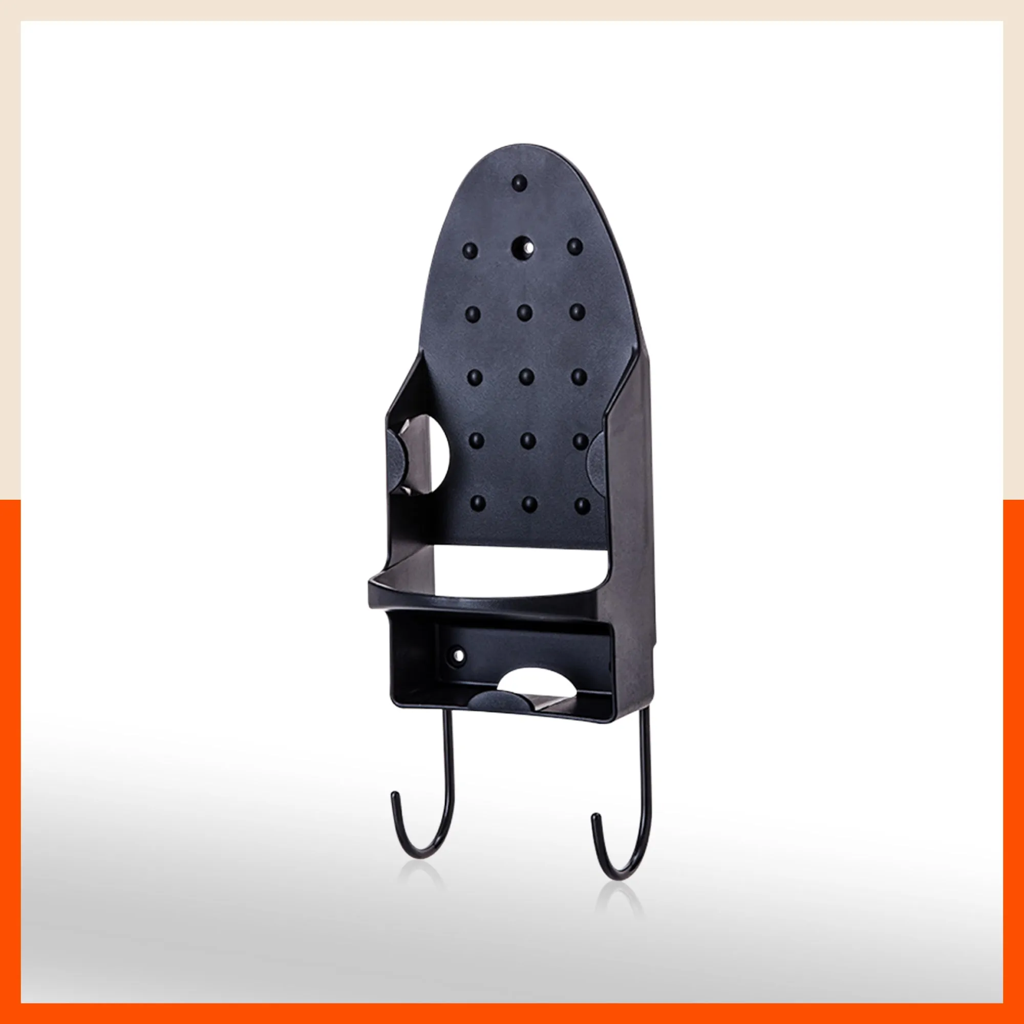 Bathla Heat Resistant Wall Mounted Iron Board Holder with Steel Hooks | Space Saving Design - Organised Cables | Black