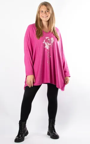 Beautiful Flower Top | Hot Pink