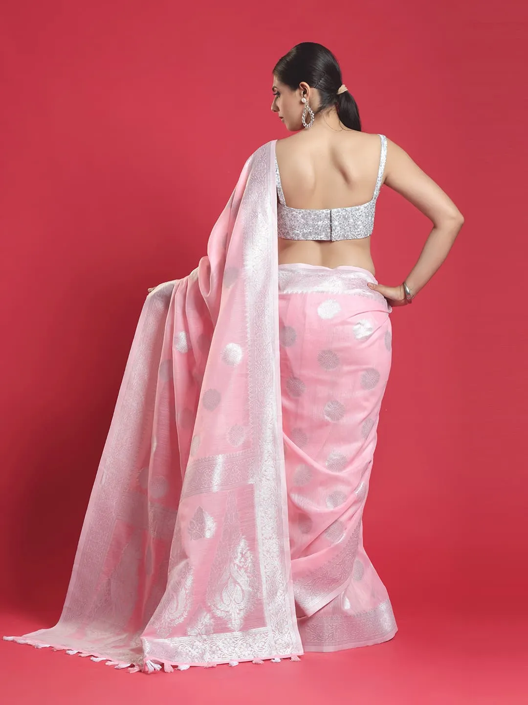 Beautiful Pink Cotton Silk Saree