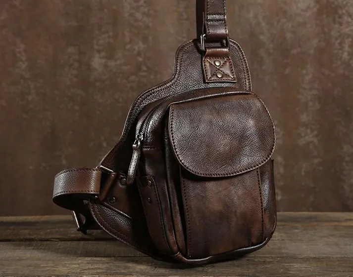 Best Sling Bag for Men Leather Chest Bag for Men Cool Sling Bag Small Sling Bag