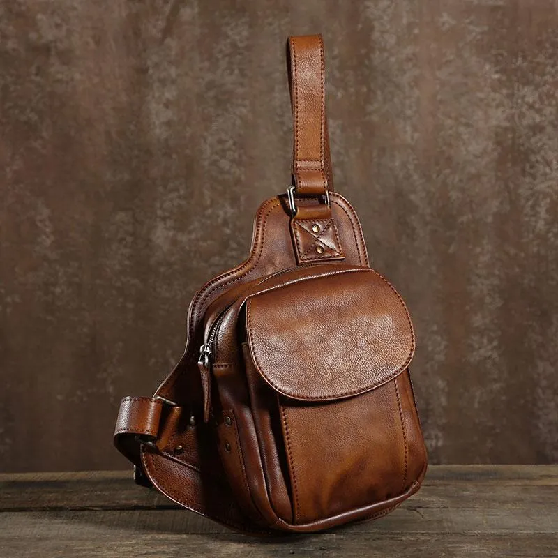 Best Sling Bag for Men Leather Chest Bag for Men Cool Sling Bag Small Sling Bag