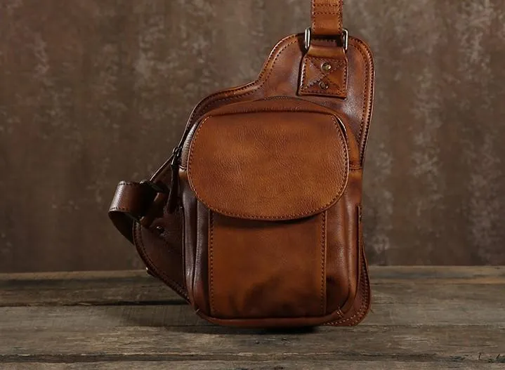 Best Sling Bag for Men Leather Chest Bag for Men Cool Sling Bag Small Sling Bag