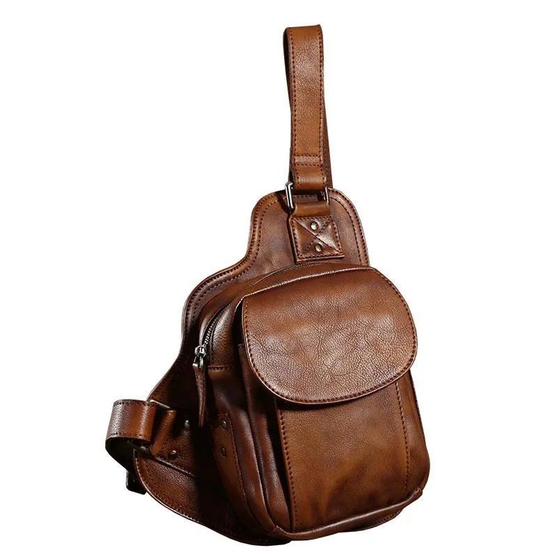 Best Sling Bag for Men Leather Chest Bag for Men Cool Sling Bag Small Sling Bag