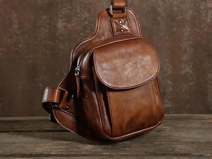 Best Sling Bag for Men Leather Chest Bag for Men Cool Sling Bag Small Sling Bag