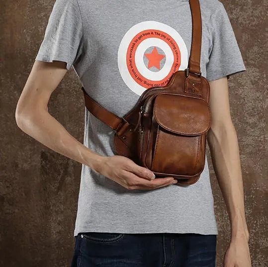 Best Sling Bag for Men Leather Chest Bag for Men Cool Sling Bag Small Sling Bag