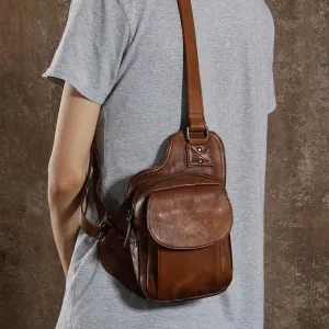 Best Sling Bag for Men Leather Chest Bag for Men Cool Sling Bag Small Sling Bag