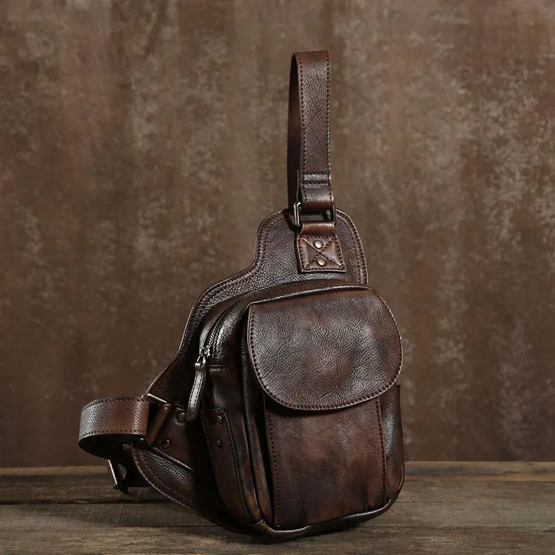 Best Sling Bag for Men Leather Chest Bag for Men Cool Sling Bag Small Sling Bag