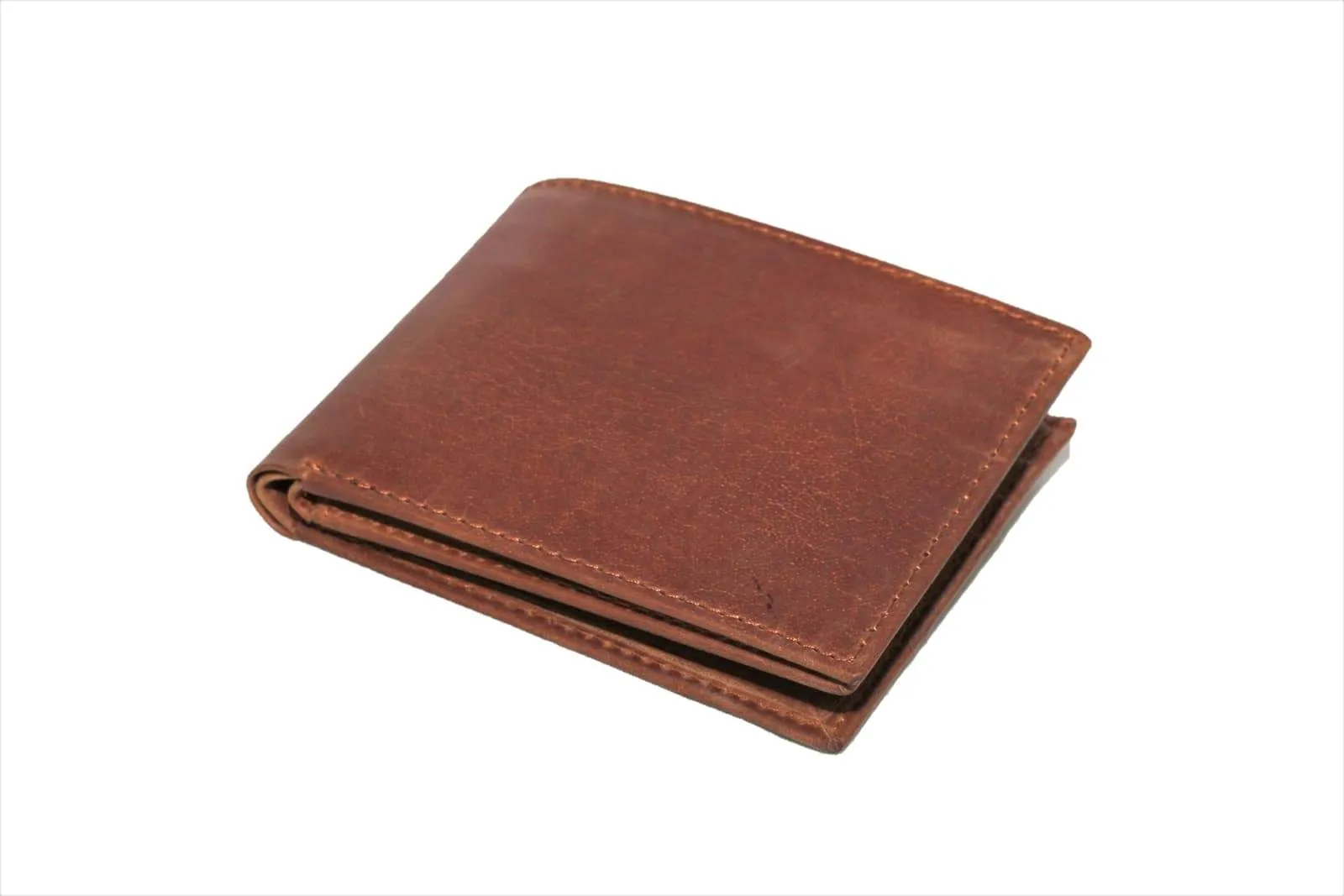 Bifold slim distressed leather Wallet - Side flap