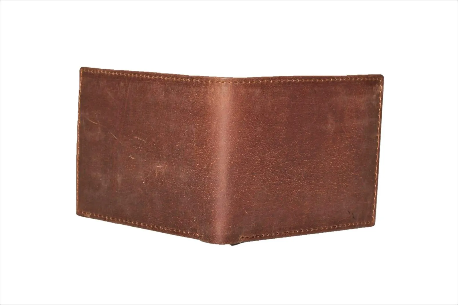 Bifold slim distressed leather Wallet - Side flap