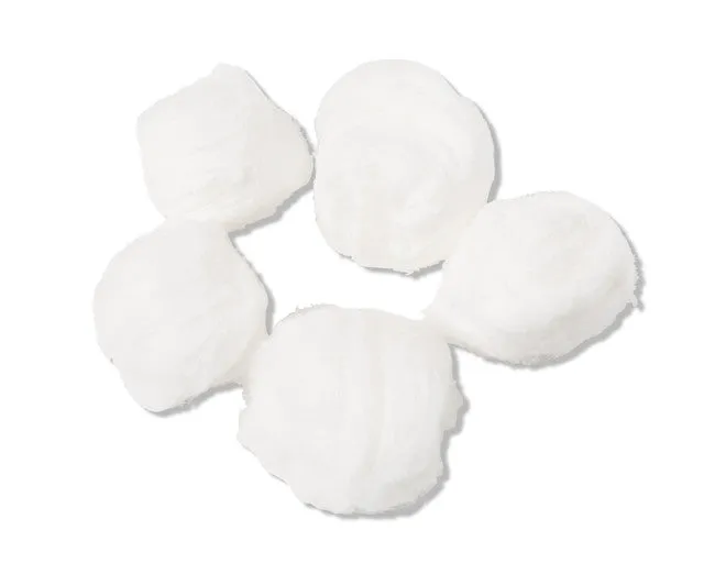 BIOSEAL COTTON BALLS. COTTON BALL, ½", STRINGS, X-RAY DETECTABLE, 5/PK, 50 PK/CS. , CASE