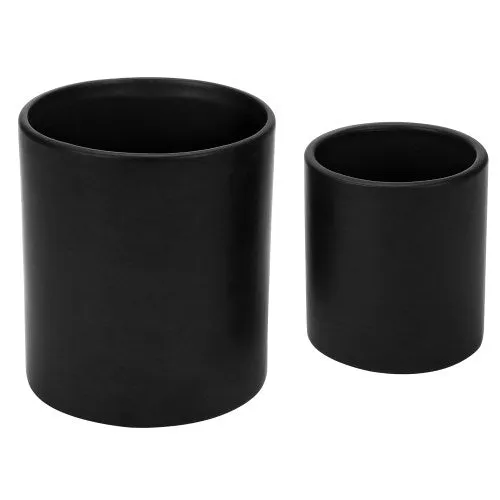 Black Ceramic Kitchen Crock Utensil Silverware Holder, Set of 2