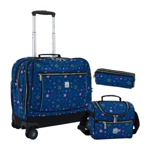 Blue Stars School Bag Trolley Set of 4(Lunch Bag & Pencil Case) Lunch Box