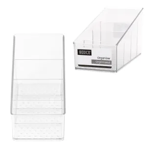 Bodico 4 Sections Clear Plastic Organizer  5.9x2.75x3.5in