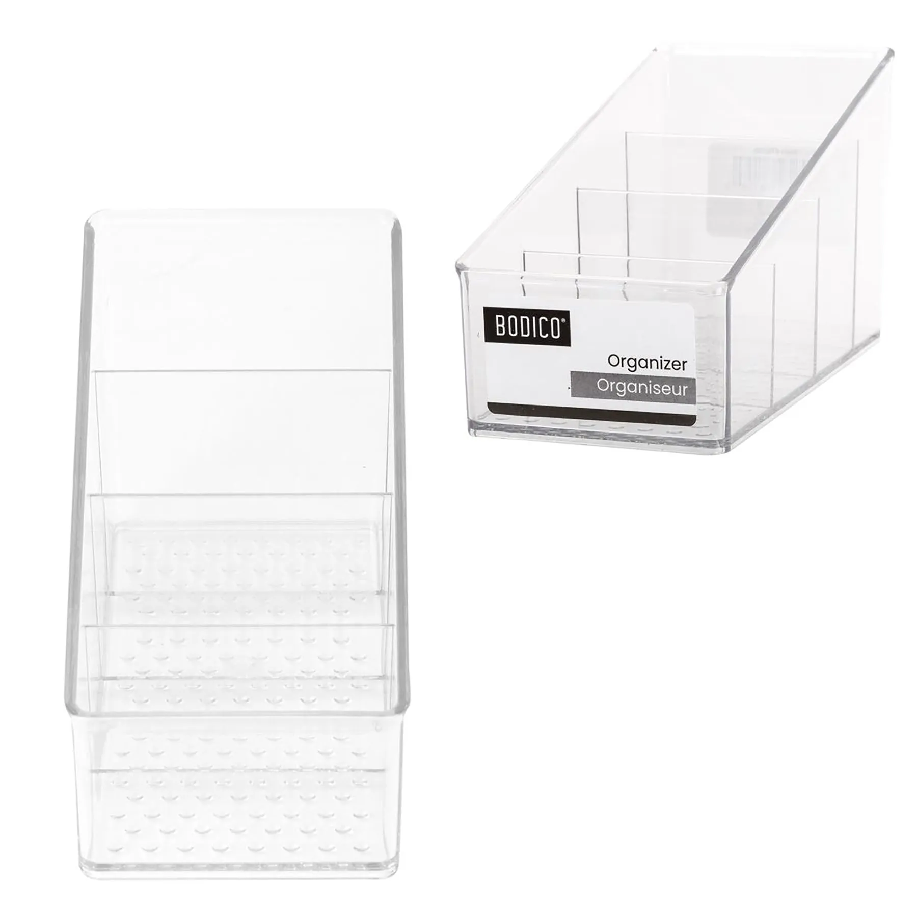 Bodico 4 Sections Clear Plastic Organizer  5.9x2.75x3.5in
