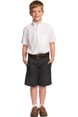 Boys Black Flat Front Shorts