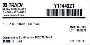Brady Gray Fire Retardant TLS 2200/TLS PC Link Tags PTL-110-145FR-GY