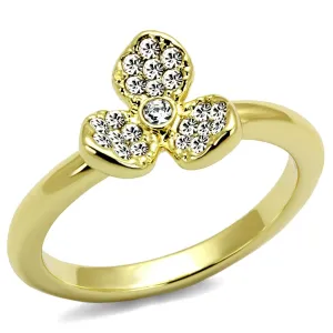 Brass Ring with Top Grade Crystal in Clear for Women Style LO4097