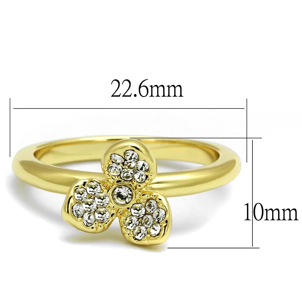 Brass Ring with Top Grade Crystal in Clear for Women Style LO4097