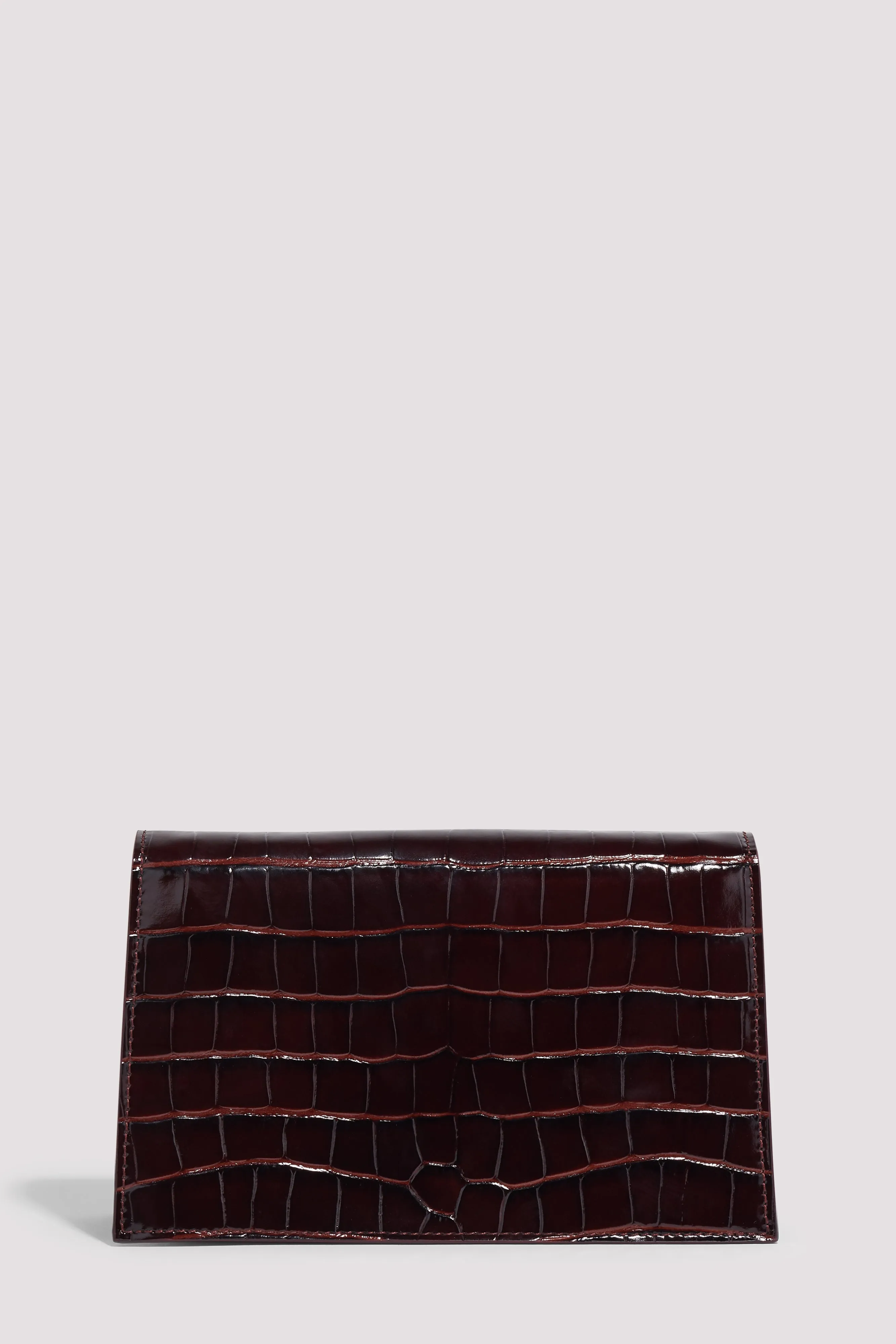 Brown Croco Leather Shoulder Bag