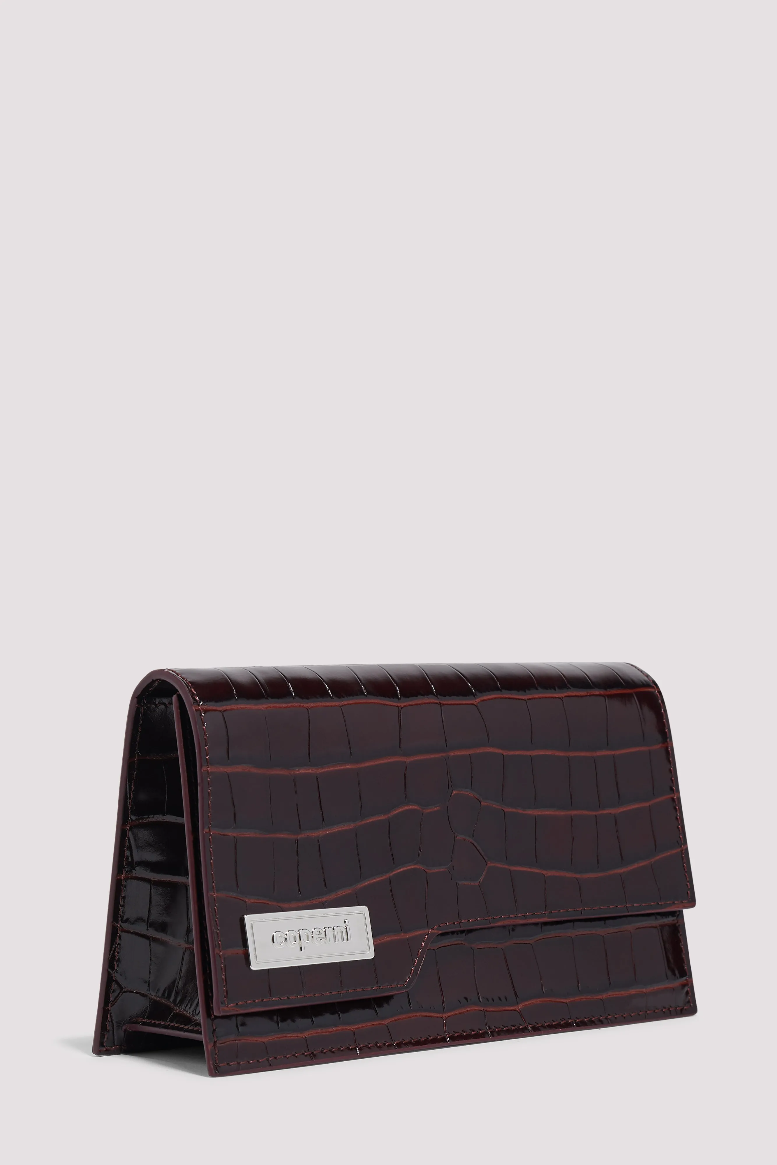 Brown Croco Leather Shoulder Bag