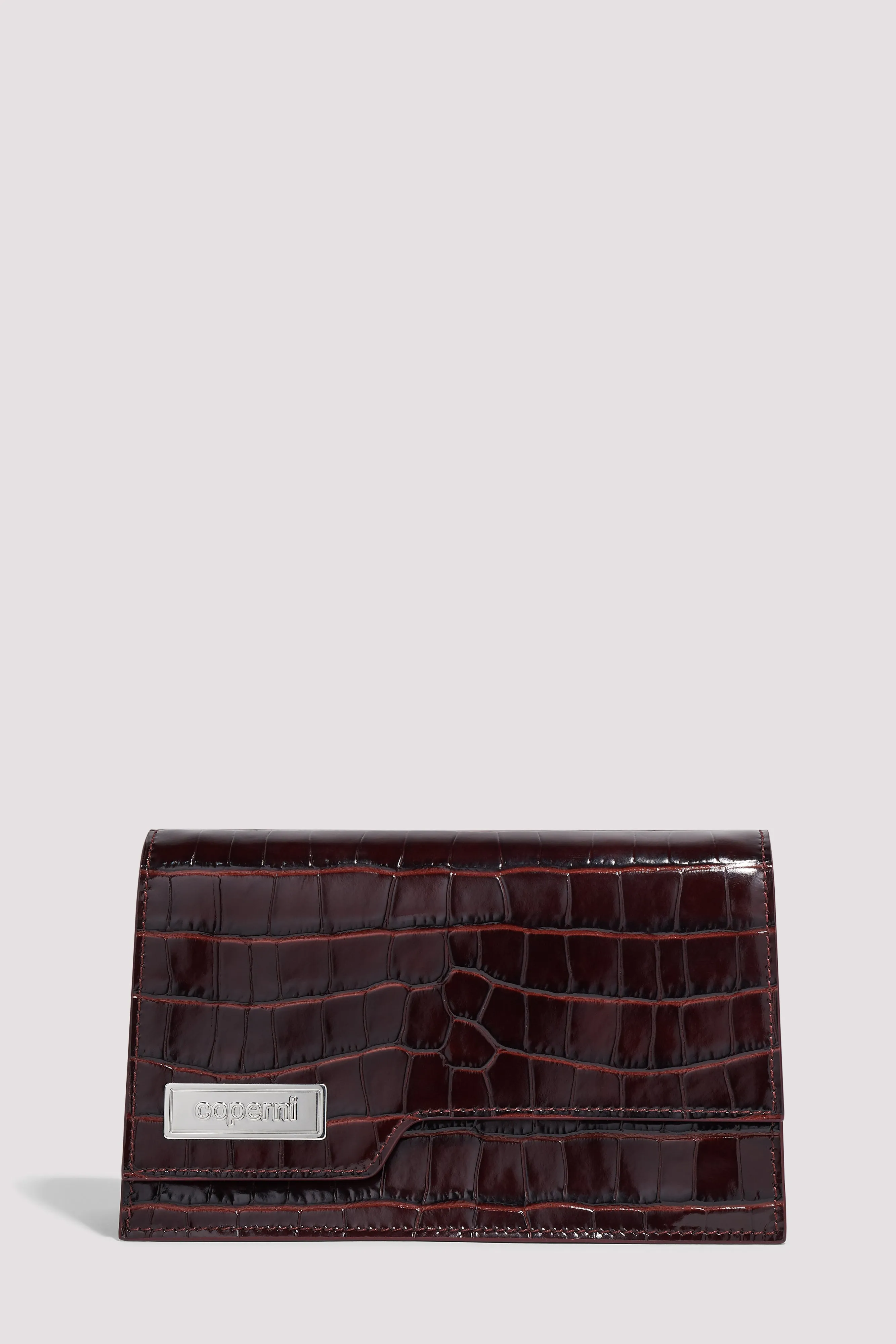Brown Croco Leather Shoulder Bag
