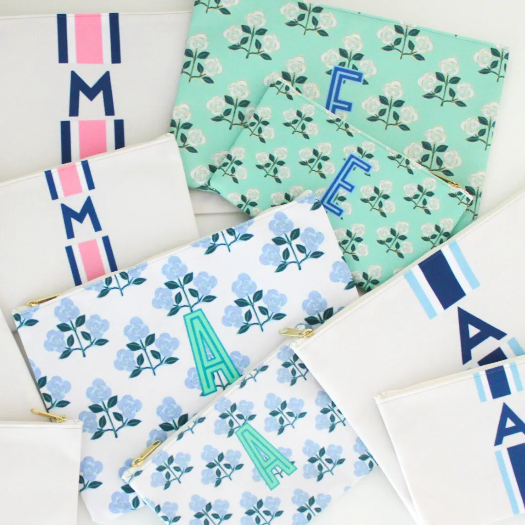 Bundle - Monogrammed Flat Zip Pouch - Mila Lilac