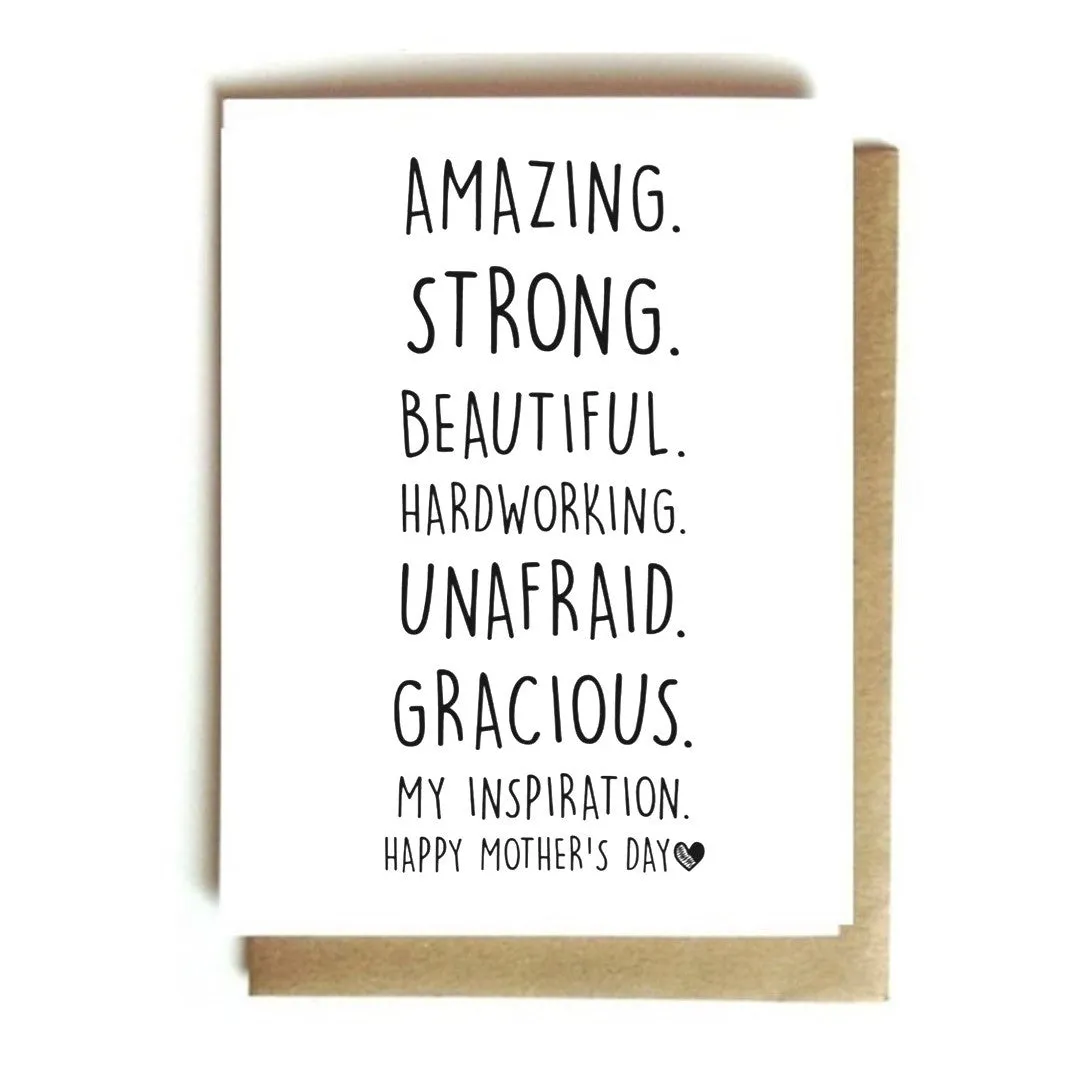 Card - Amazing. Strong. Beautiful. Mother.