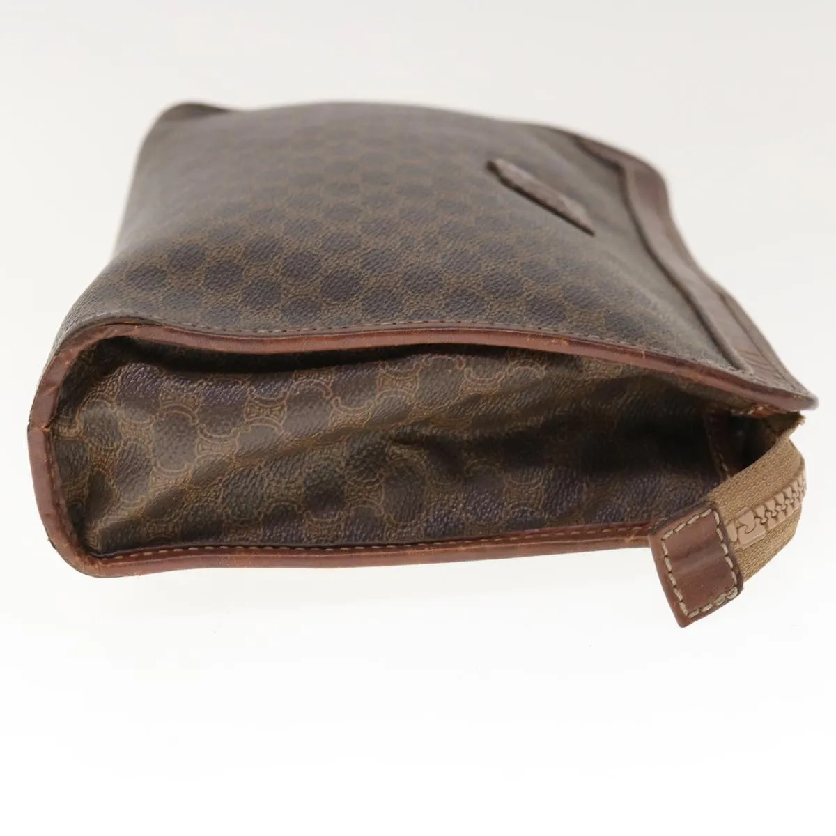 CELINE Macadam Canvas Clutch Bag PVC Brown Auth 65968