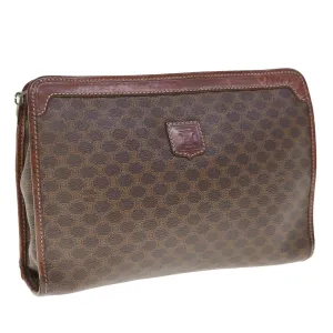 CELINE Macadam Canvas Clutch Bag PVC Brown Auth 65968